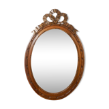 vintage oval mirror * carved wood wall mirror ribbon * antique louis xvi