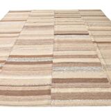Brown & Beige Striped Large Vintage Kilim Rug, 306x336Cm
