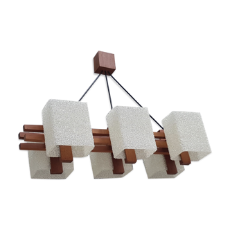 Scandinavian vintage suspension 60s, 6 fires, teak and perplexed