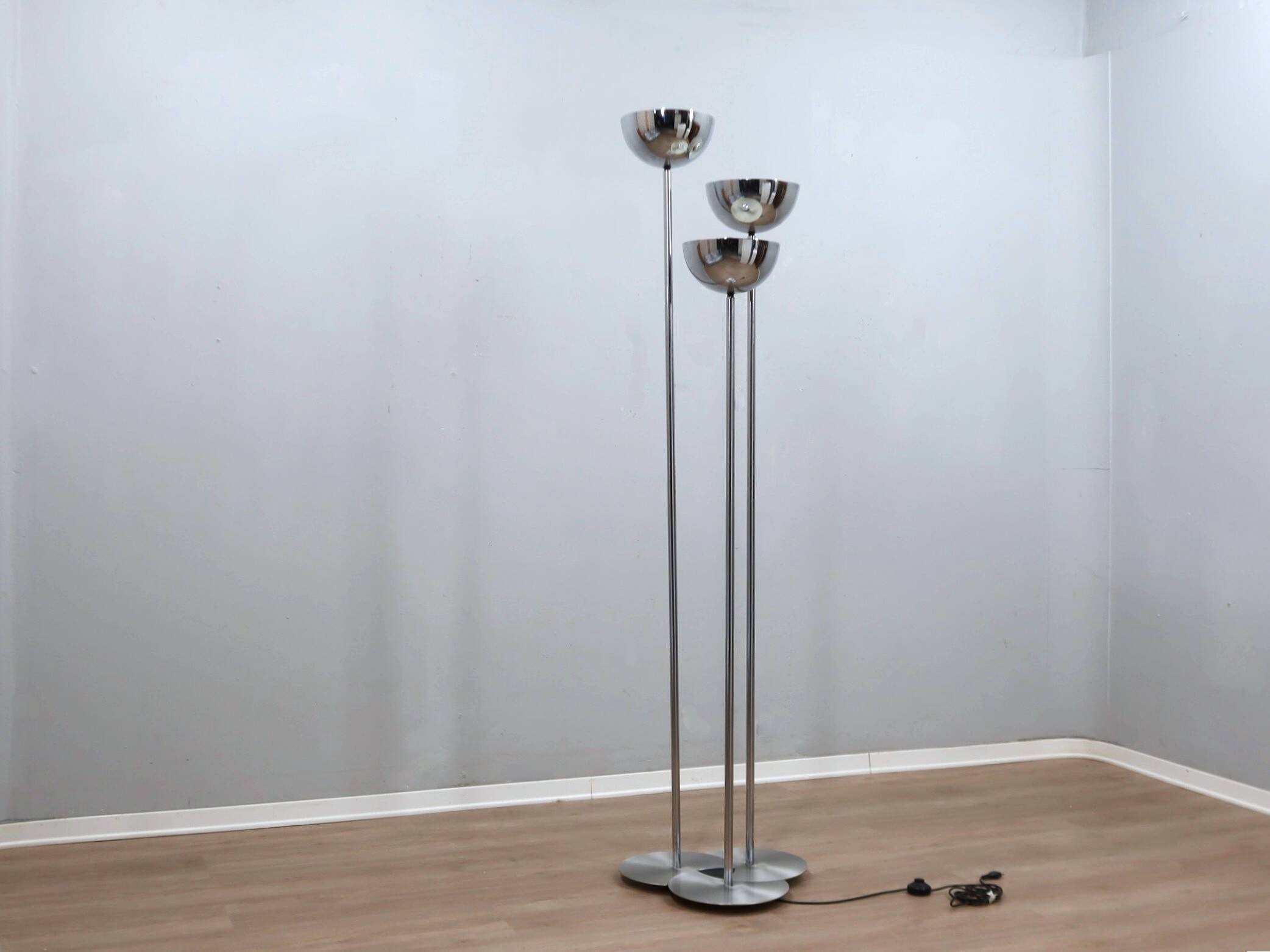 1970s Lamperti 3-Column Chrome Floor Lamp space age Italian Design