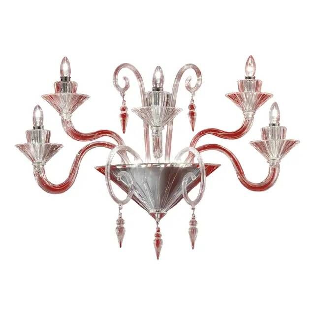 Venetian Imperial Rigadin Murano Glass Wall Sconce in Transparent Glass