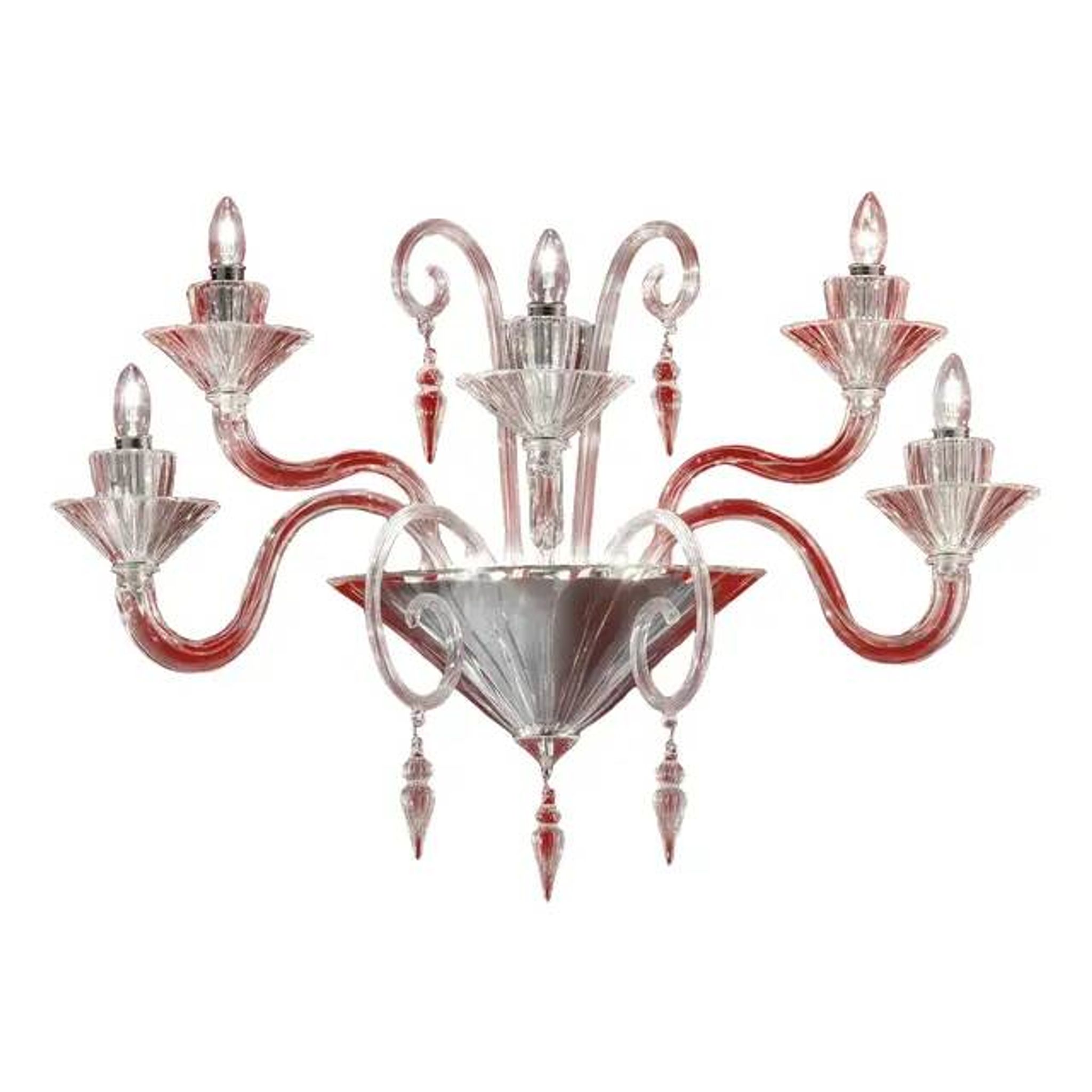 Venetian Imperial Rigadin Murano Glass Wall Sconce in Transparent Glass