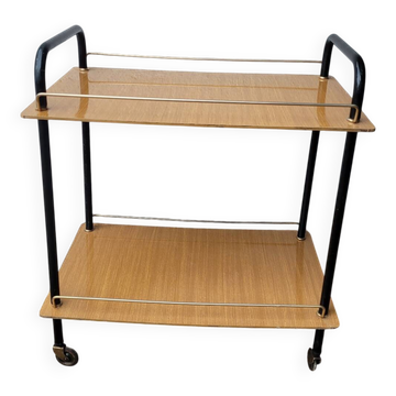 Rolling dessert trolley in formica – black tubular structure, 1960s.