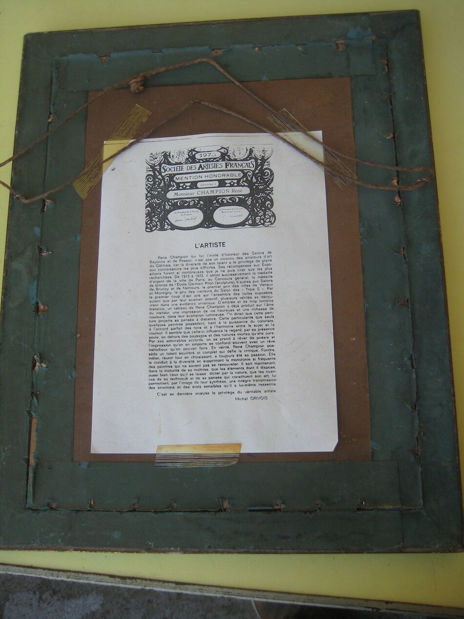 Old painting, oil on cardboard, René Champion