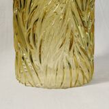 Vintage/art deco cylindrical pendant lamp in chiseled amber glass electrified