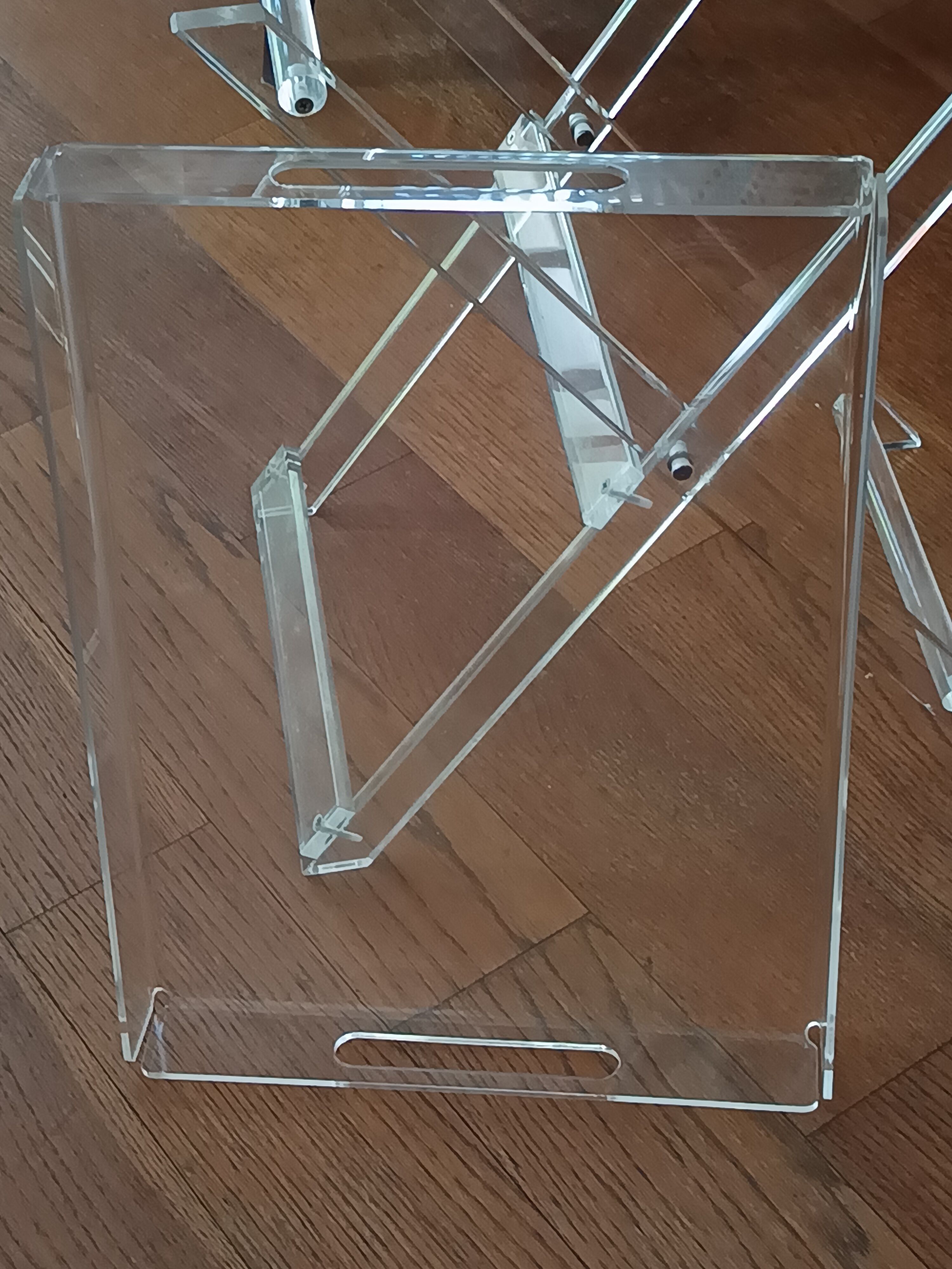 Folding side table in plexiglass with removable top – Vintage design