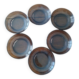 Set of smoked glass plates