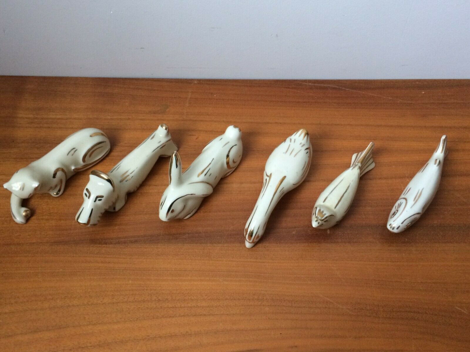 Lot de 6 porte couteaux animaliers en porcelaine de Limoges