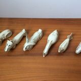 Set of 6 animal knife holders in Limoges porcelain