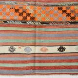 5x8 Orange & Red Striped Vintage Kilim Rug, 173x255Cm SK 32784