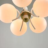 Mid-century modern Italian Brass and Opaline Chandelier