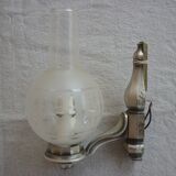 Pair of silver metal and glass sconces
