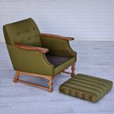 1970s, Danish lounge chair, wool, oak