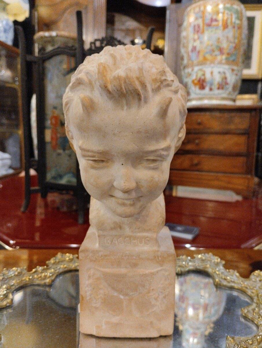 Bust - Bacchus - Terracotta - André Cavacos - c. 1930.
