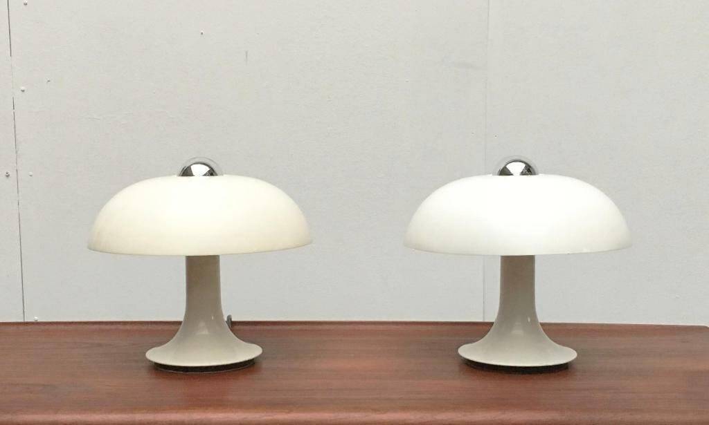 Mid-century German mushroom table lamp from the Space Age, by Kontakt-Werkstätten / Staff, 1960s, set of 2.