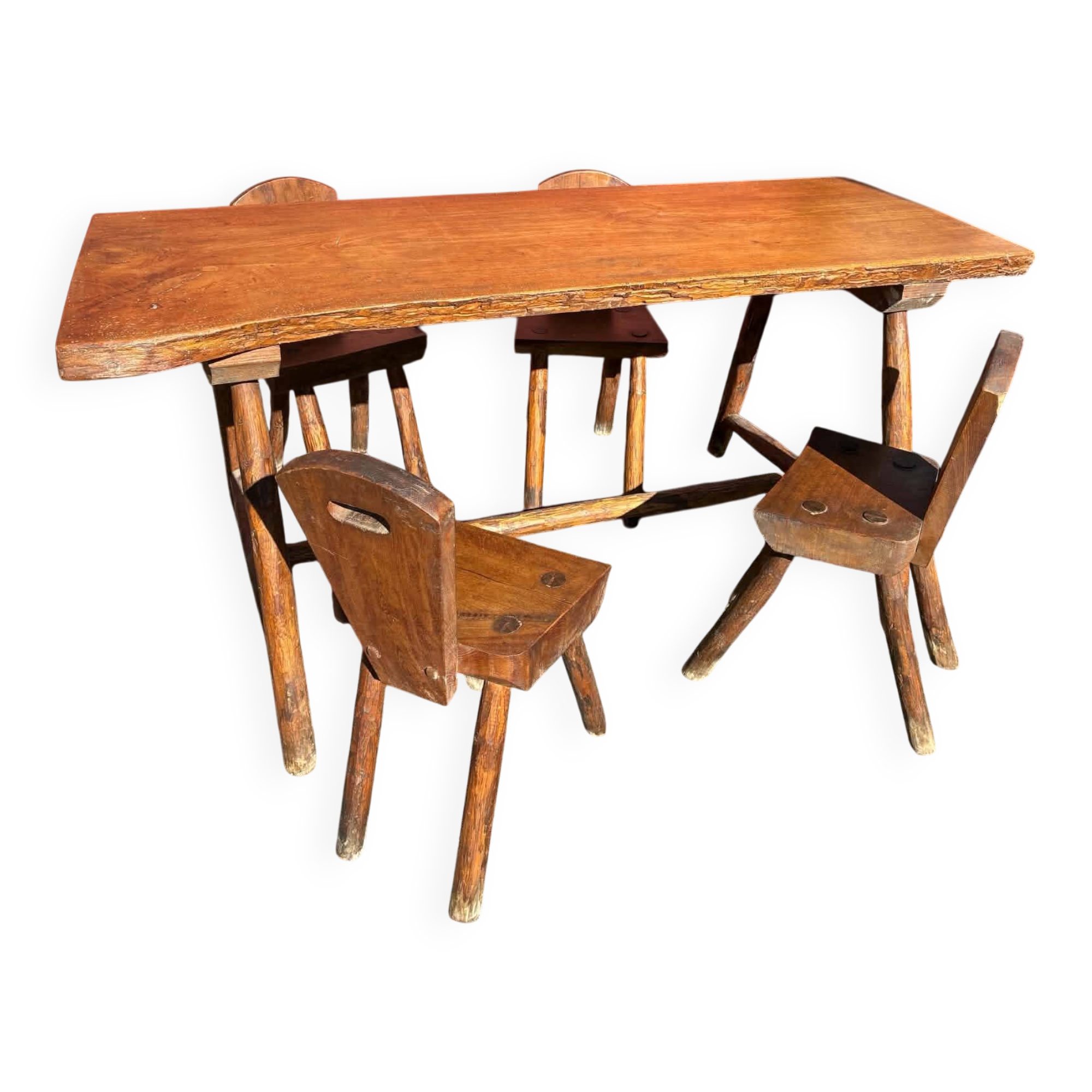 Table and 4 wooden chairs set