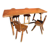 Table and 4 wooden chairs set