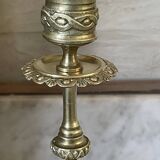 Pair of gilt bronze ram's head candlesticks, Louis XVI style, 19th century.