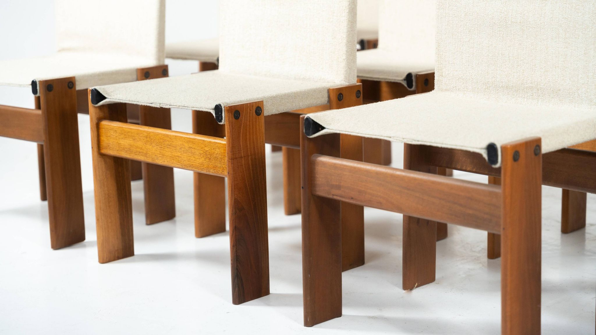 Set of 12 Monk dining chairs by Afra & Tobia Scarpa for Molteni, 1970s.