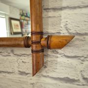 Vintage bamboo turned wooden mirror Belle Époque