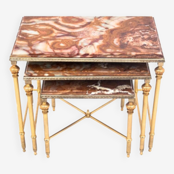 Set of tables with a marble top, France.
