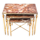Set of tables with a marble top, France.
