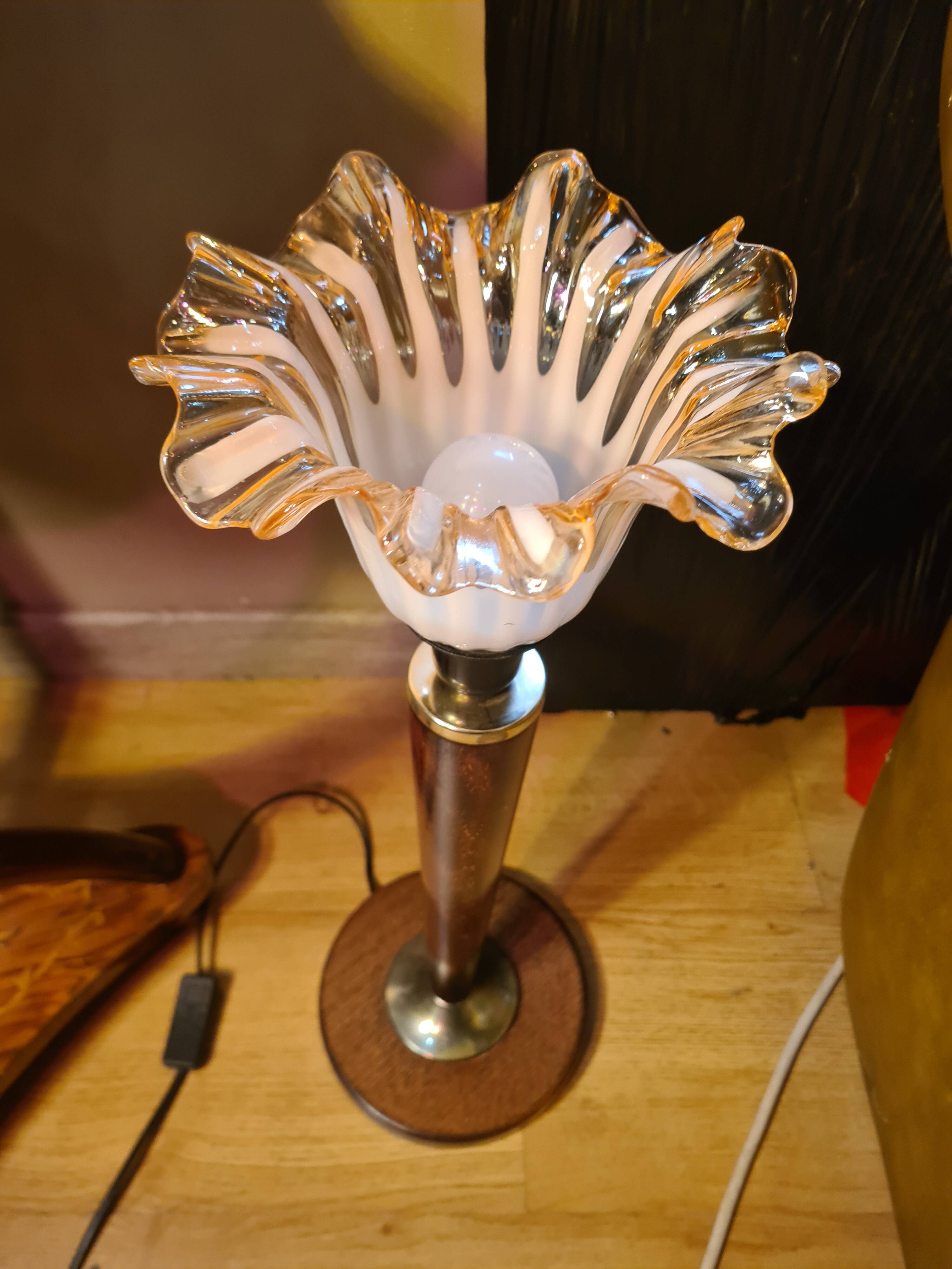 Mazda wooden lamp 1940 Murano tulip 60x45 very good condition