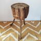 Brutalist side table - Former solid wood farm block
