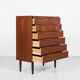 Midcentury Danish chest of 6 drawers in teak 1960s - long drawer handle with 2 handles