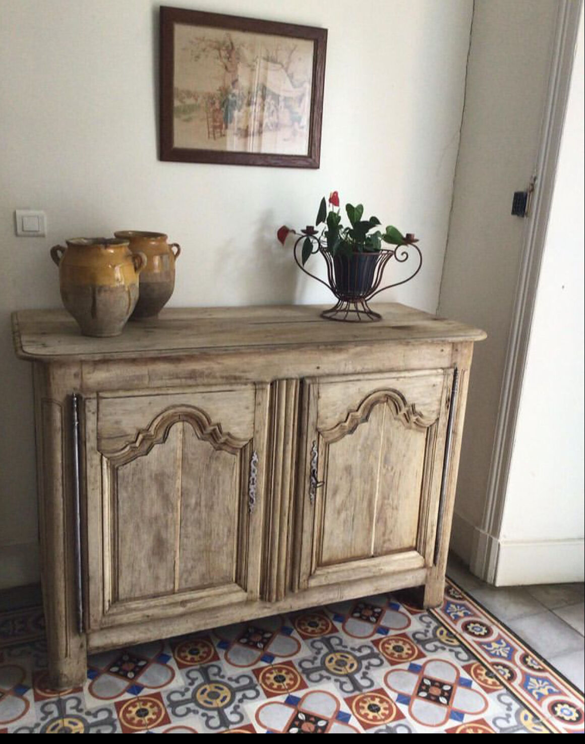 Nineteenth pickled oak sideboard