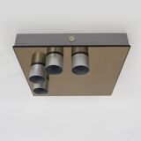 Vintage smoked mirror ceiling light with 4 bulbs, stainless steel structure and mirror.