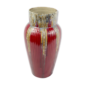 Ceramic vase De Bruyn Fives Lille period Art Deco dark red streaked old vintage