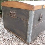 Antique wood trunk, large tool ches