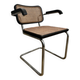 Fauteuil noir CESCA B64 en cannage d’après Marcel Breuer Made In Italy