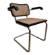 CESCA B64 black armchair in cane after Marcel Breuer Made In Italy