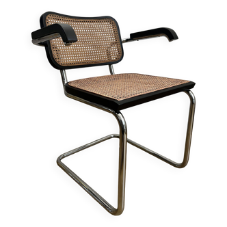 Fauteuil noir CESCA B64 en cannage d’après Marcel Breuer Made In Italy
