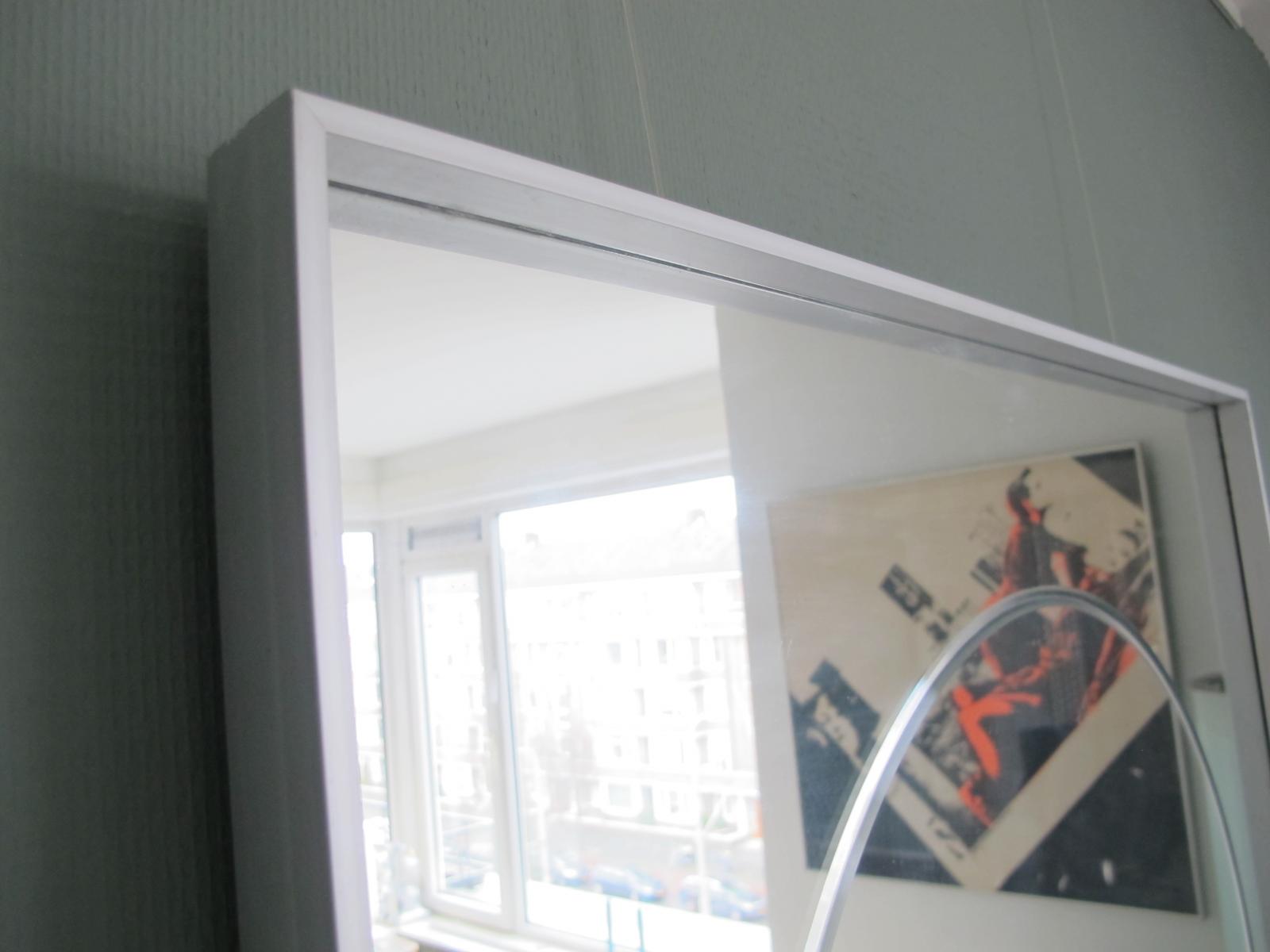 Vintage aluminum 77cm square mirror