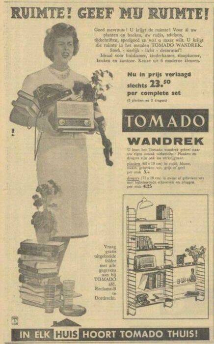 Vintage shelf 1950 designed by A. Dekker - 70 x 68 x 20 cm