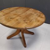 Rainer Daumiller pine wood round Dining Table, 1970s