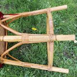Set of 4 rattan stools and crochet covers