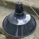 Industrial enameled pendant light, gray blue, vintage.
