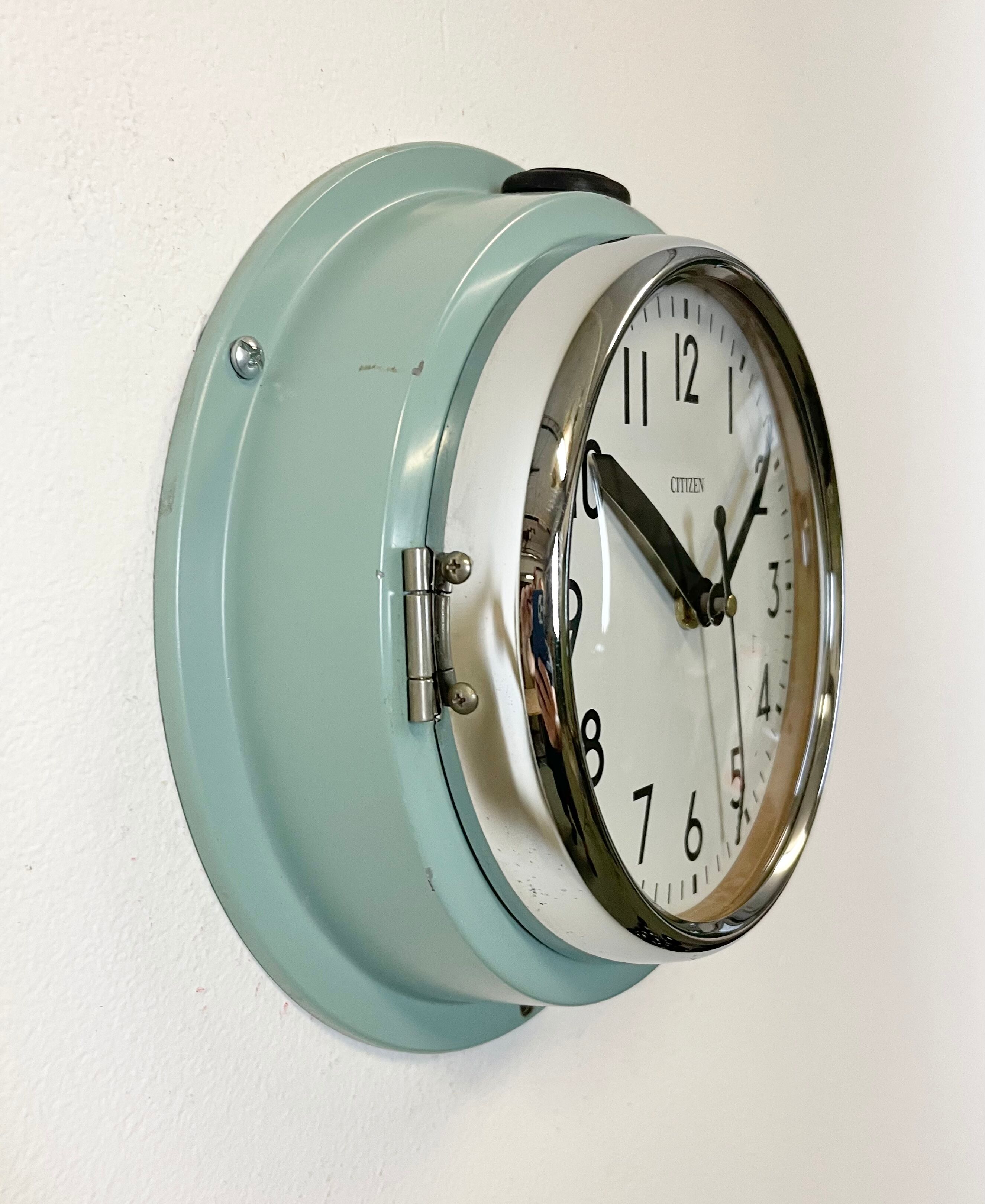 Vintage blue citizen navy wall clock, 1970s