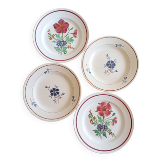 Assiettes à dessert en terre de fer St Amand "Capucines" et Moulin des Loups "Prisca"