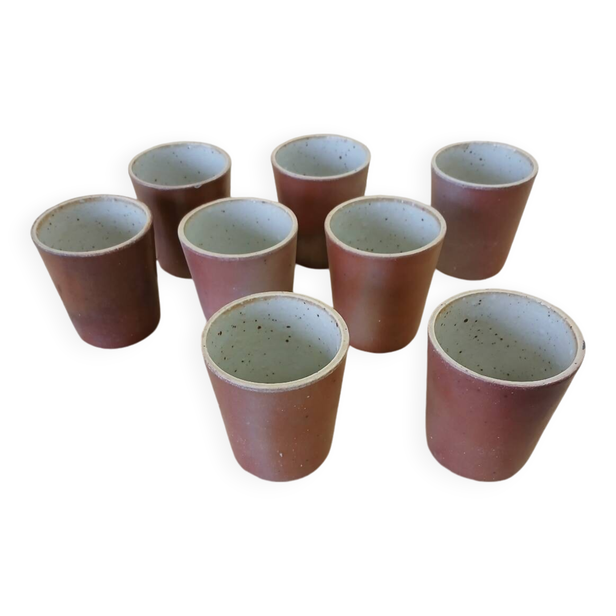 8 antique glazed stoneware cups/glasses