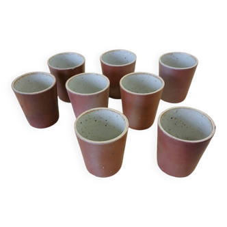 8 antique glazed stoneware cups/glasses
