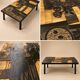 Coffee table wood - floral patterns - by victor cerrato