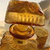 Vintage Italian liqueur service in amber glass – "Pointe de" work