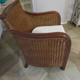 Vintage-Beautiful Colonial Style Armchair - Woven Rattan - Exotic Wood - 80s