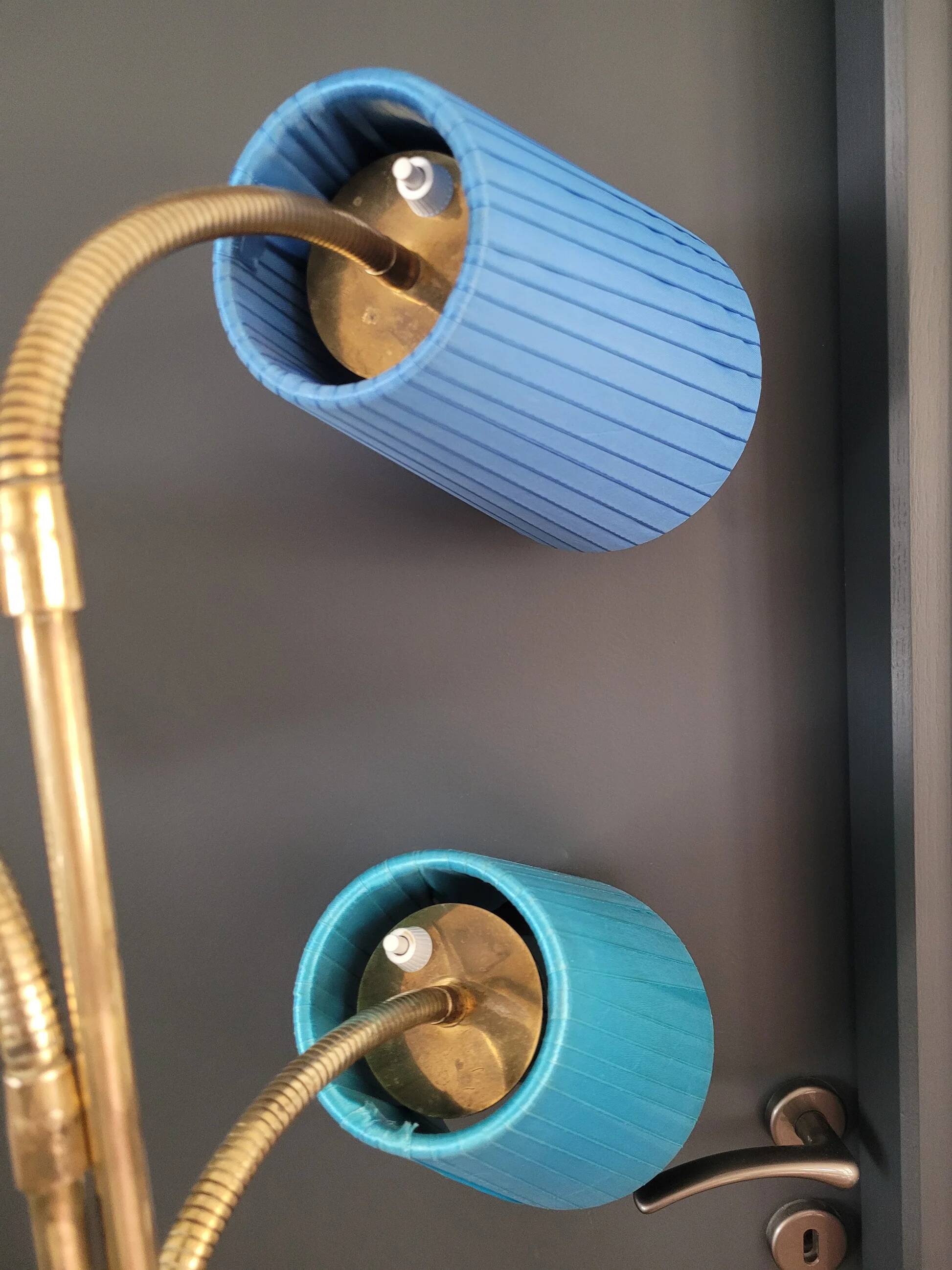 1950s three-light floor lamp with coloured shades