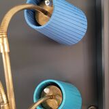 1950s three-light floor lamp with coloured shades